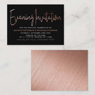 Modern Rose Gold Foil Script Evening Invitation