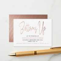 Modern Rose Gold Foil Script Free Drink Ticket