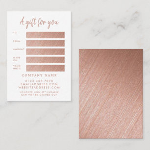 Modern Rose Gold Foil Script Gift Certificates