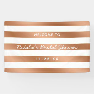 Modern Rose Gold Foil Stripe Bridal Shower Welcome Banner