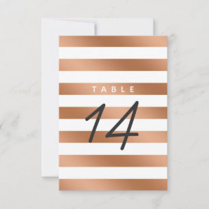 Modern Rose Gold Foil Stripe Wedding Table Numbers