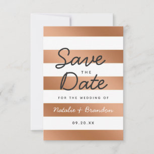 Modern Rose Gold Foil Stripes Trendy Geometric Save The Date