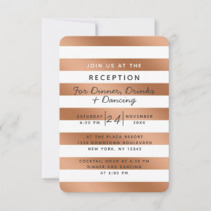 Modern Rose Gold Foil Stripes Wedding Reception Invitation