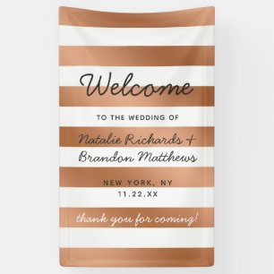 Modern Rose Gold Foil Stripes Wedding Welcome Banner
