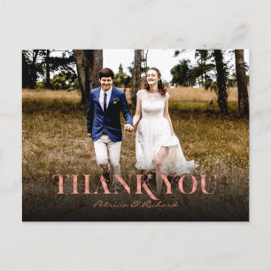 Modern Rose Gold Foil Wedding Thank You Foto Postcard