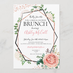 Modern Rose Gold Geometric Bridal Shower Invite