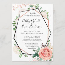 Modern Rose Gold Geometric Wedding Invite