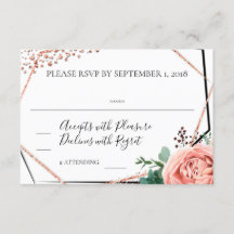 Modern Rose Gold Geometric Wedding RSVP