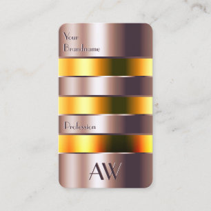 Modern Rose Gold Glass Orange Liquids and Monogram Business Card