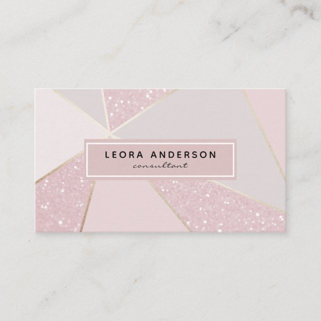 Modern Rose Gold Glitter Abstract Pattern Business Card (Front)