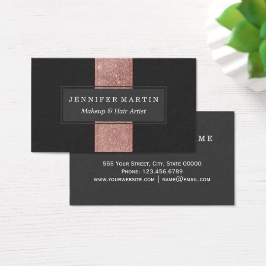 Modern Rose Gold Glitter Black Colour Blocks Business Card