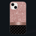 Modern Rose Gold Glitter Black Luxury Custom Name Case-Mate iPhone 14 Case<br><div class="desc">Modern Rose Gold Glitter Black Luxury Custom Name iPhone Case.</div>