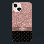 Modern Rose Gold Glitter Black Luxury Custom Name Case-Mate iPhone 14 Case<br><div class="desc">Modern Rose Gold Glitter Black Luxury Custom Name iPhone Case.</div>