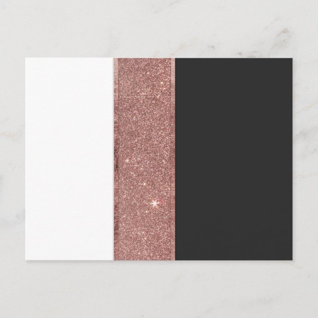 Modern Rose Gold Glitter Black White Colour Blocks Postcard (Front)