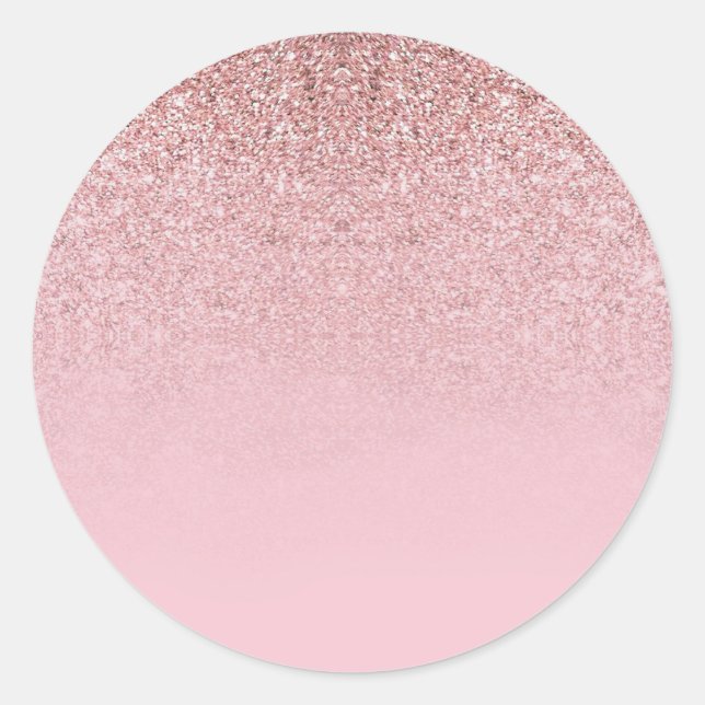Modern Rose Gold Glitter Blank Template Add Text Classic Round Sticker (Front)
