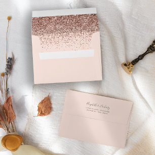 Modern Rose Gold Glitter Blush Pink Wedding Envelope