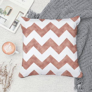 Modern Rose Gold Glitter Chevron Pattern Cushion