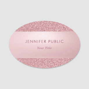 Modern Rose Gold Glitter Elegant Trendy Classy Name Tag