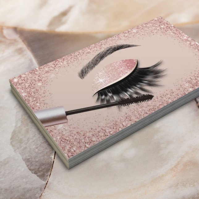 Modern Rose Gold Glitter Eyelash Extensions Salon Business Card (Creator Uploaded)
