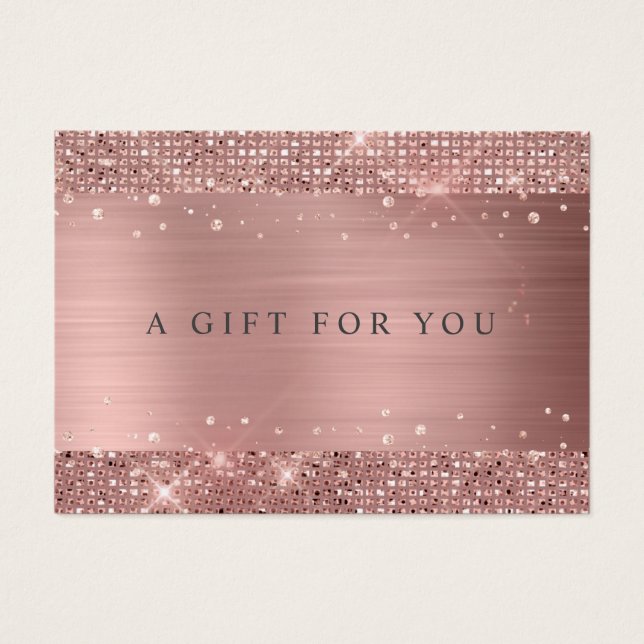Modern Rose Gold Glitter Gift Certificate (Front)