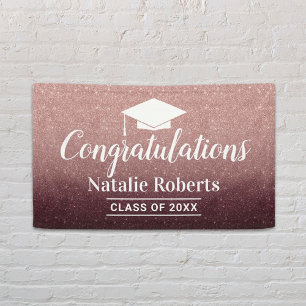 Modern Rose Gold Glitter Graduation Party Banner