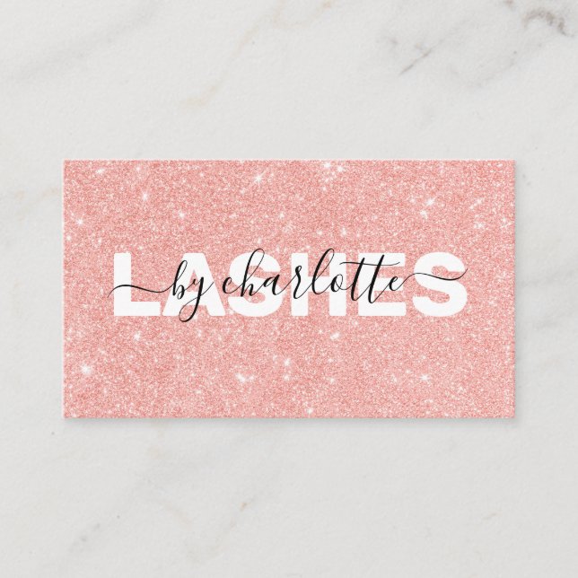 Modern Rose Gold Glitter Makeup Artist Hair Salon Business Card (Front)