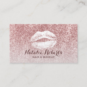 Modern Rose Gold Glitter Makeup Artist Hair Salon Business Card