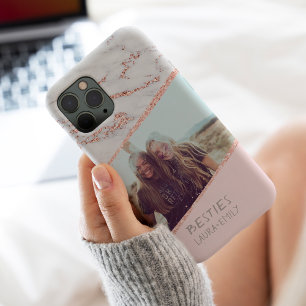 Modern rose gold glitter marble blush names photo Case-Mate iPhone case