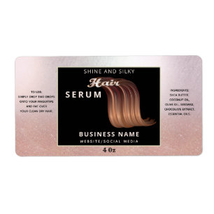 Modern rose gold glitter ombre hair serum label
