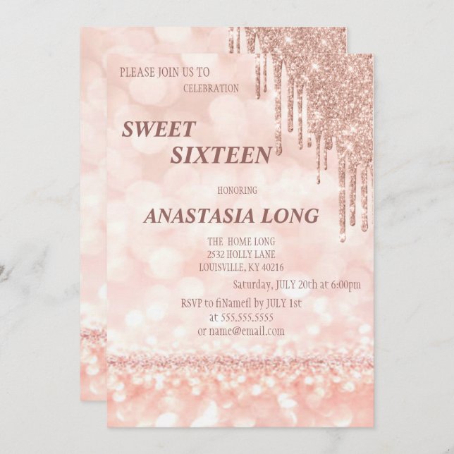 Modern Rose Gold Glitter   Save The Date (Front/Back)