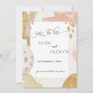Modern Rose Gold Glitter Save The Date Invitation