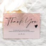 Modern rose gold glitter script thank you sweet 16 postcard<br><div class="desc">Modern rose gold glitter ombre gradient pastel blush pink script Sweet 16 thank you</div>