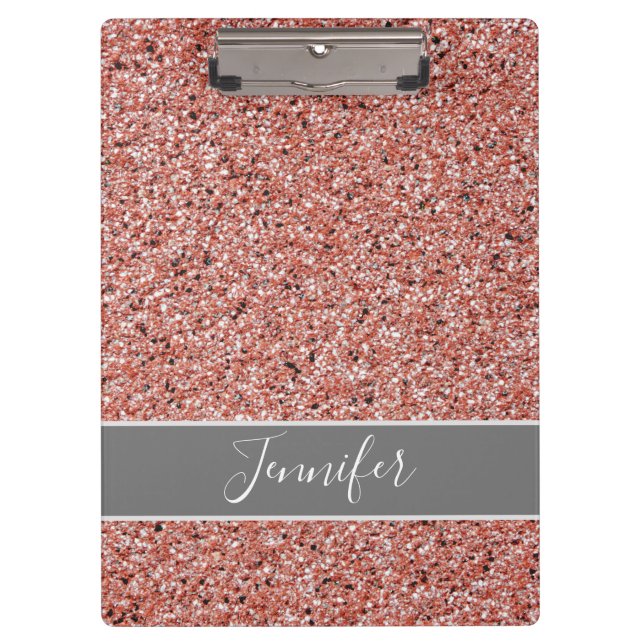 Modern Rose Gold Glitter Sparkle Personalised Clipboard (Front)