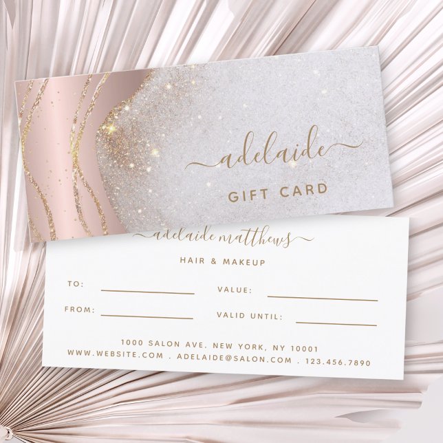 Modern Rose Gold Glitter Stylist Gift Certificate (Creator Uploaded)