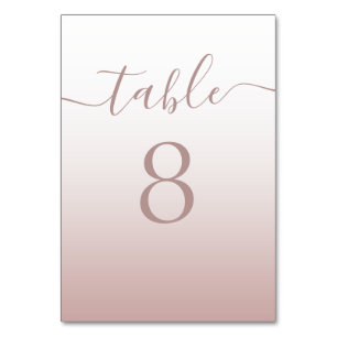 Modern Rose Gold Gradient Wedding  Table Number