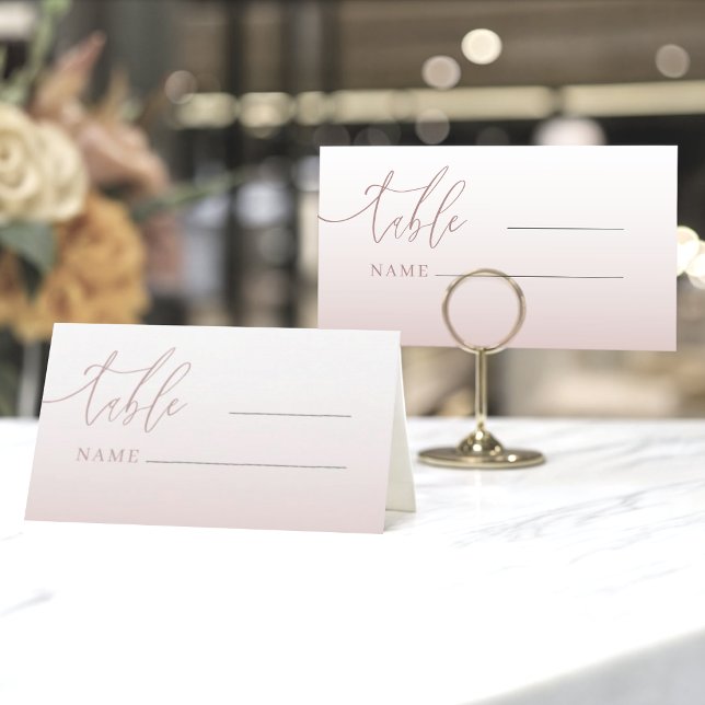 Modern Rose Gold Gradient Wedding Table Number Place Card (Creator Uploaded)