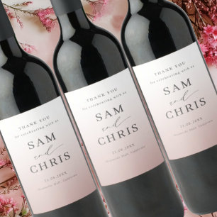 Modern Rose Gold Gradient Wedding Wine Label