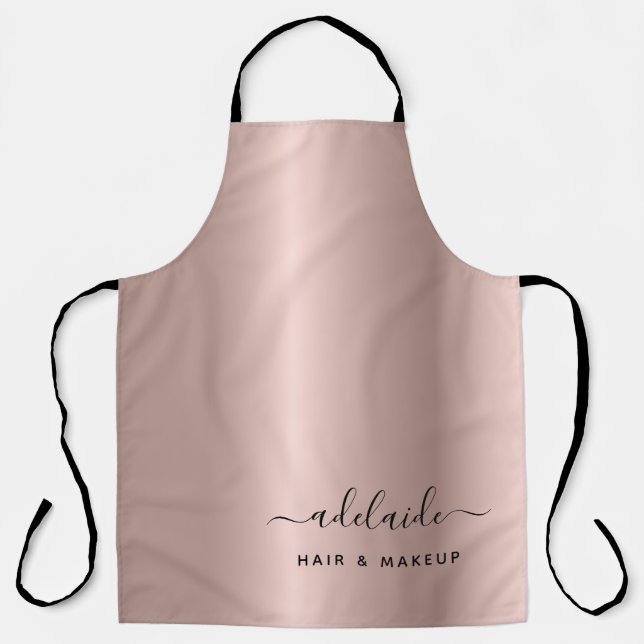 Modern Rose Gold Hair Stylist Makeup Artist Salon Apron (Front)