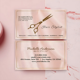 Modern Rose Gold Hair Stylist Scissors Design Business Card