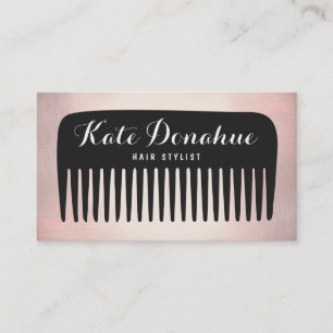 Modern Rose Gold Hairdresser Comb Salon Business Card