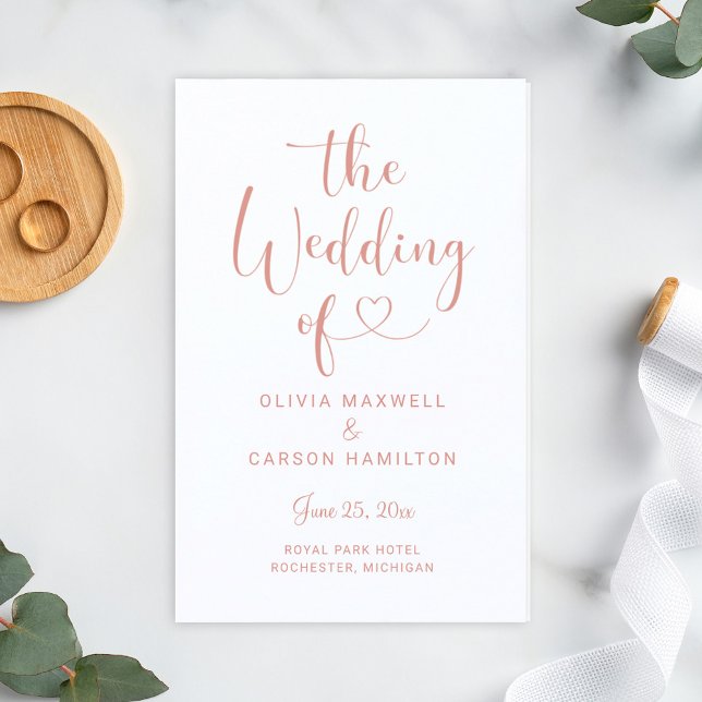 Modern Rose Gold Heart Script Wedding Ceremony (Creator Uploaded)