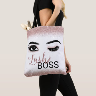 Modern Rose Gold Lash Boss Eyelash Extensions Tote Bag