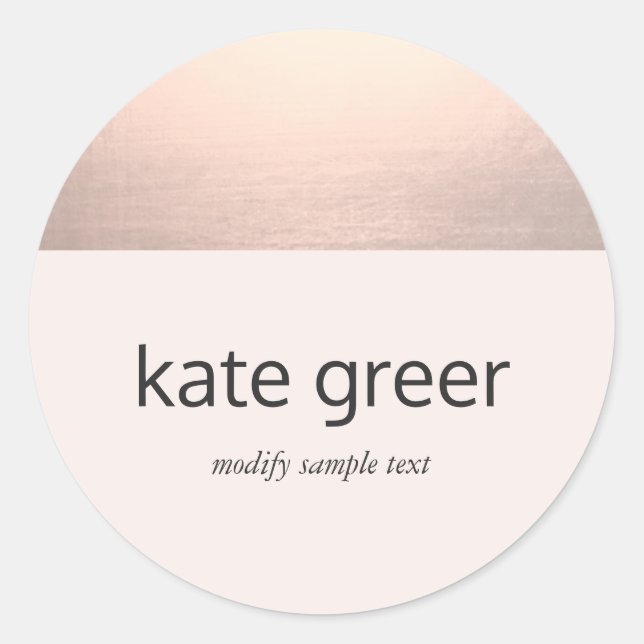 Modern Rose Gold Light Pink Classic Round Sticker (Front)