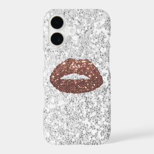 Modern Rose Gold Lips Chic Silver Sequins