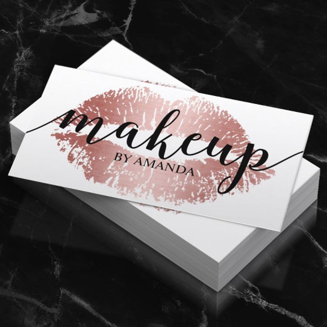 Modern Rose Gold Lips Print Beauty Salon SPA Business Card (Creator Uploaded)