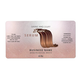 Modern rose gold litter ombre hair serum label