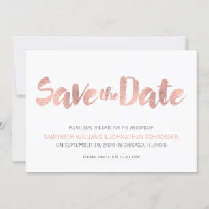 Modern Rose Gold Love Save The Date Card