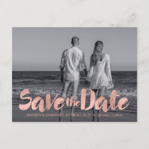 Modern Rose Gold Love Save The Date Photo Postcard