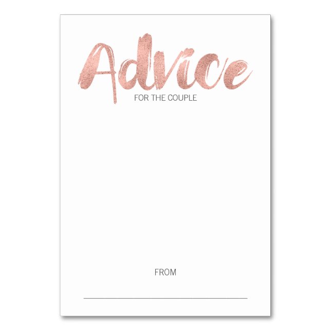 Modern Rose Gold Love Wedding Advice Card (Front)