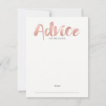 Modern Rose Gold Love Wedding Advice Card<br><div class="desc">A faux simulated rose gold foil typography design. Personalise the custom text above. You can find additional coordinating items in our "Modern Rose Gold Love Wedding" collection.</div>